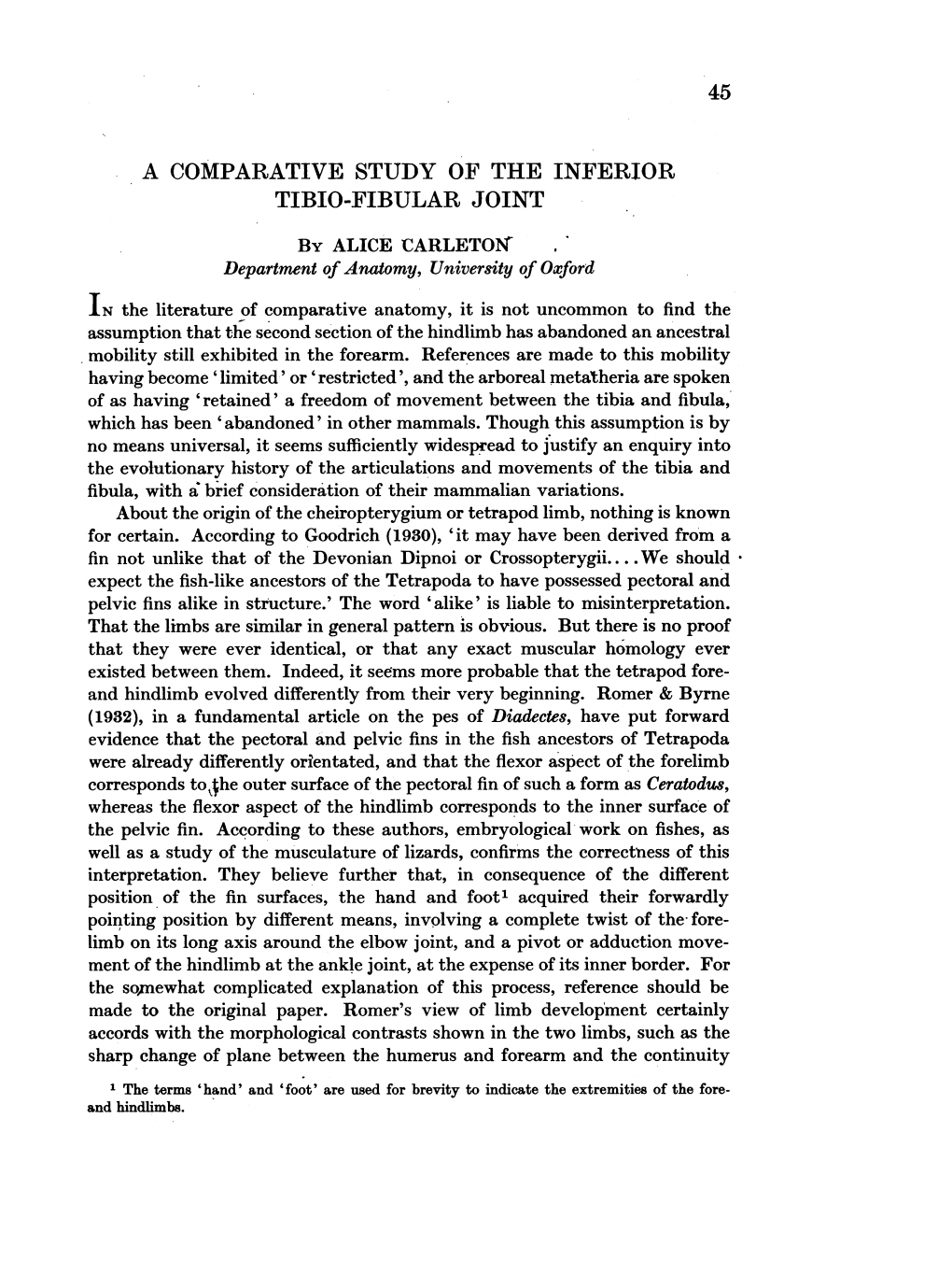 45 a Comparative Study of the Inferior Tibio-Fibular Joint