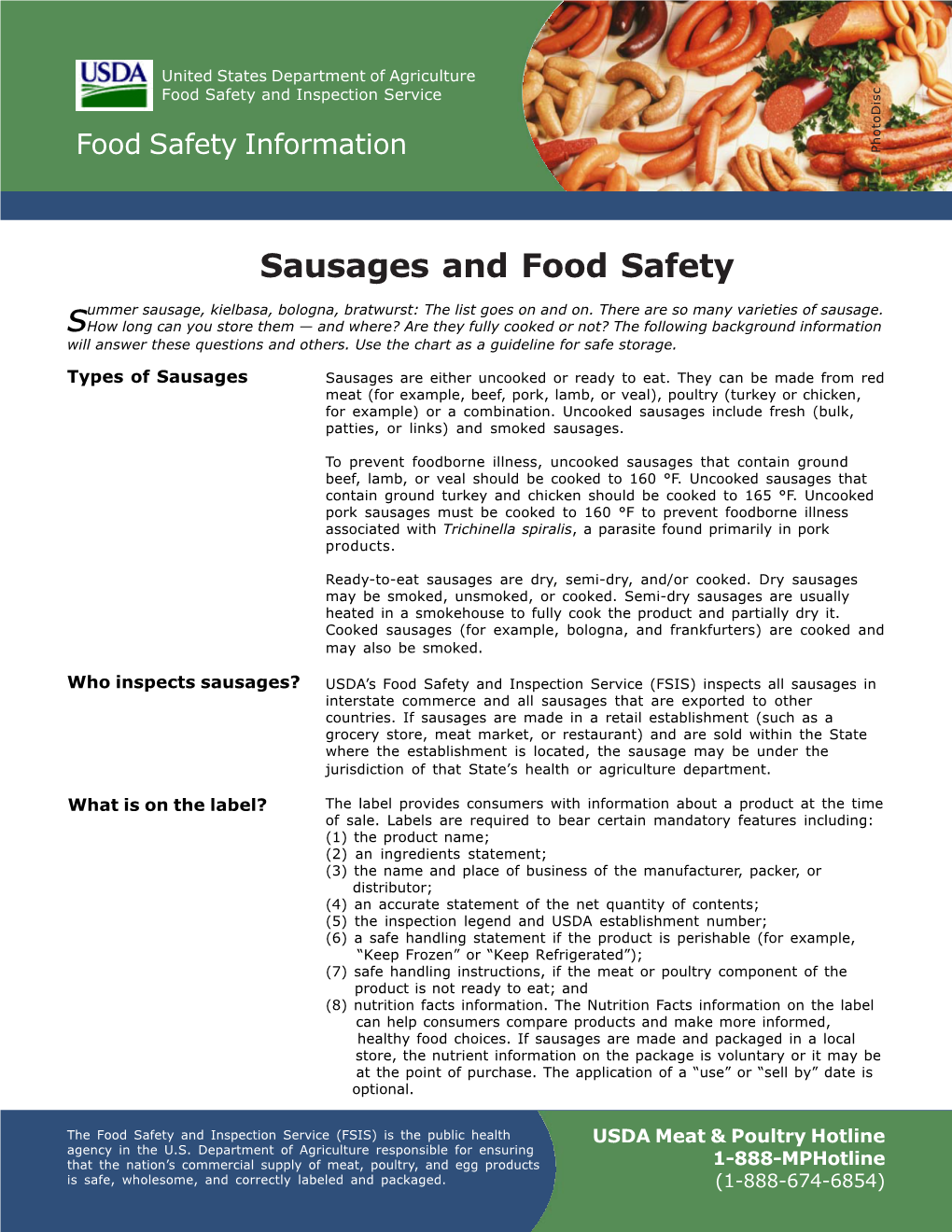 Sausages and Food Safety