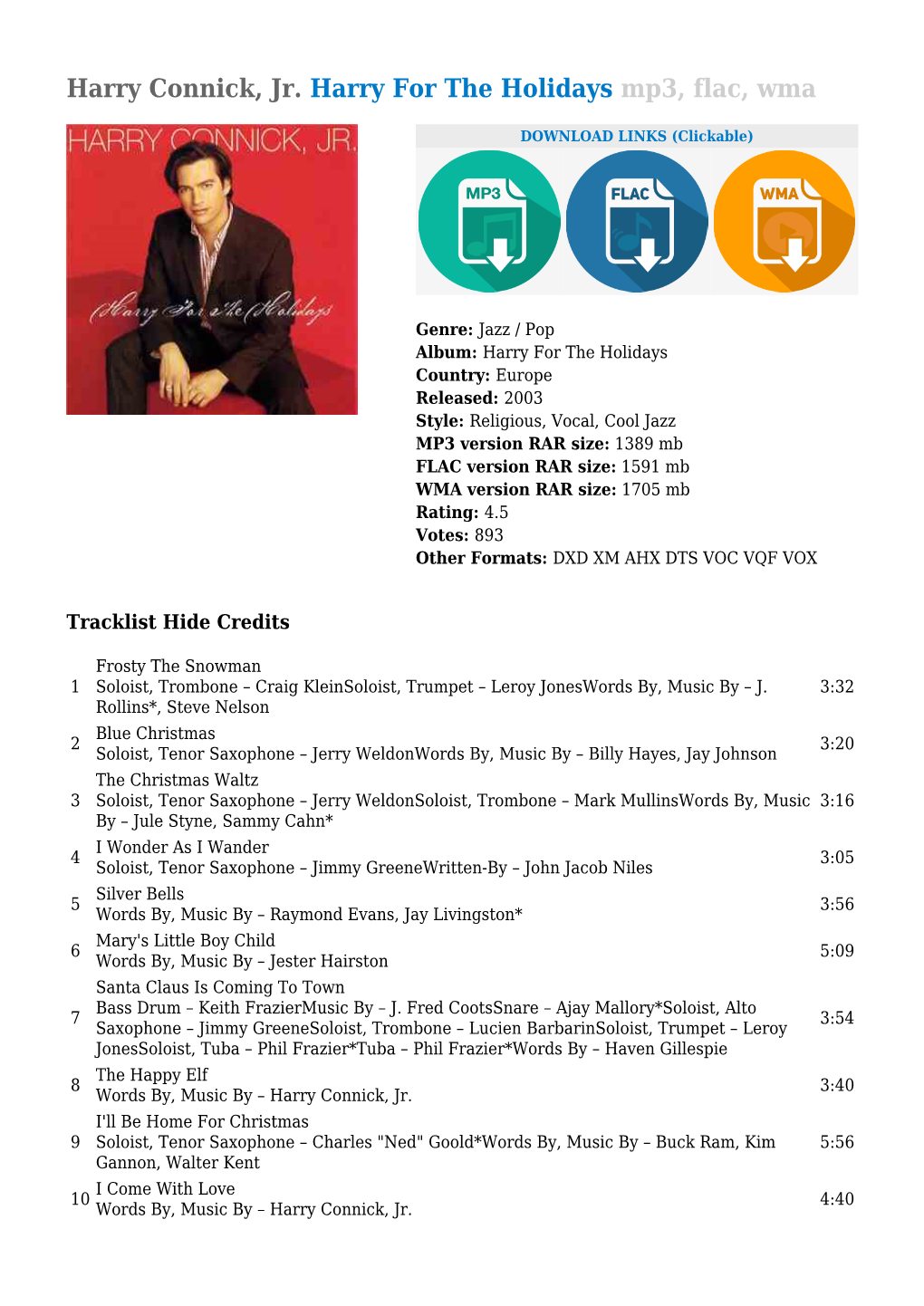 Harry Connick, Jr. Harry for the Holidays Mp3, Flac, Wma