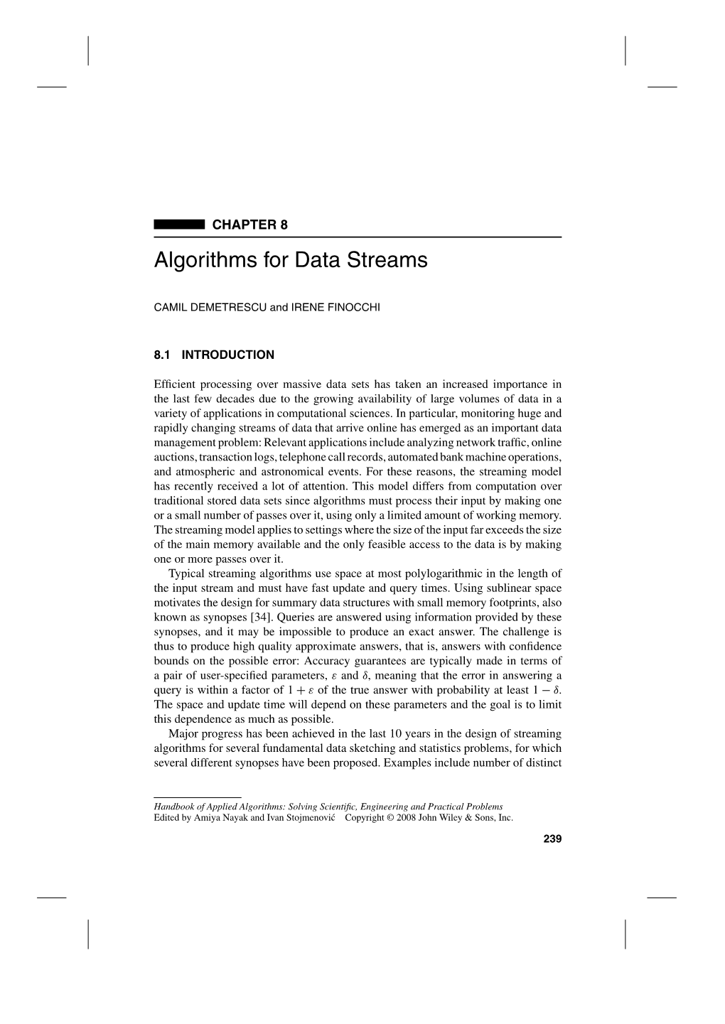 Algorithms for Data Streams