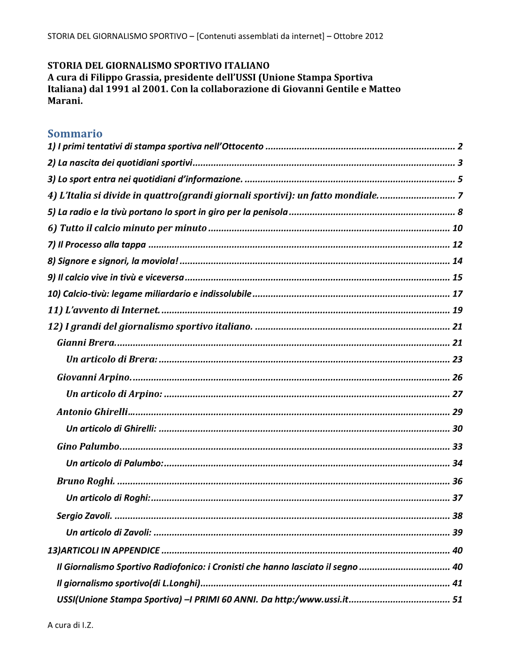 STORIA DEL GIORNALISMO SPORTIVO – [Contenuti Assemblati Da Internet] – Ottobre 2012