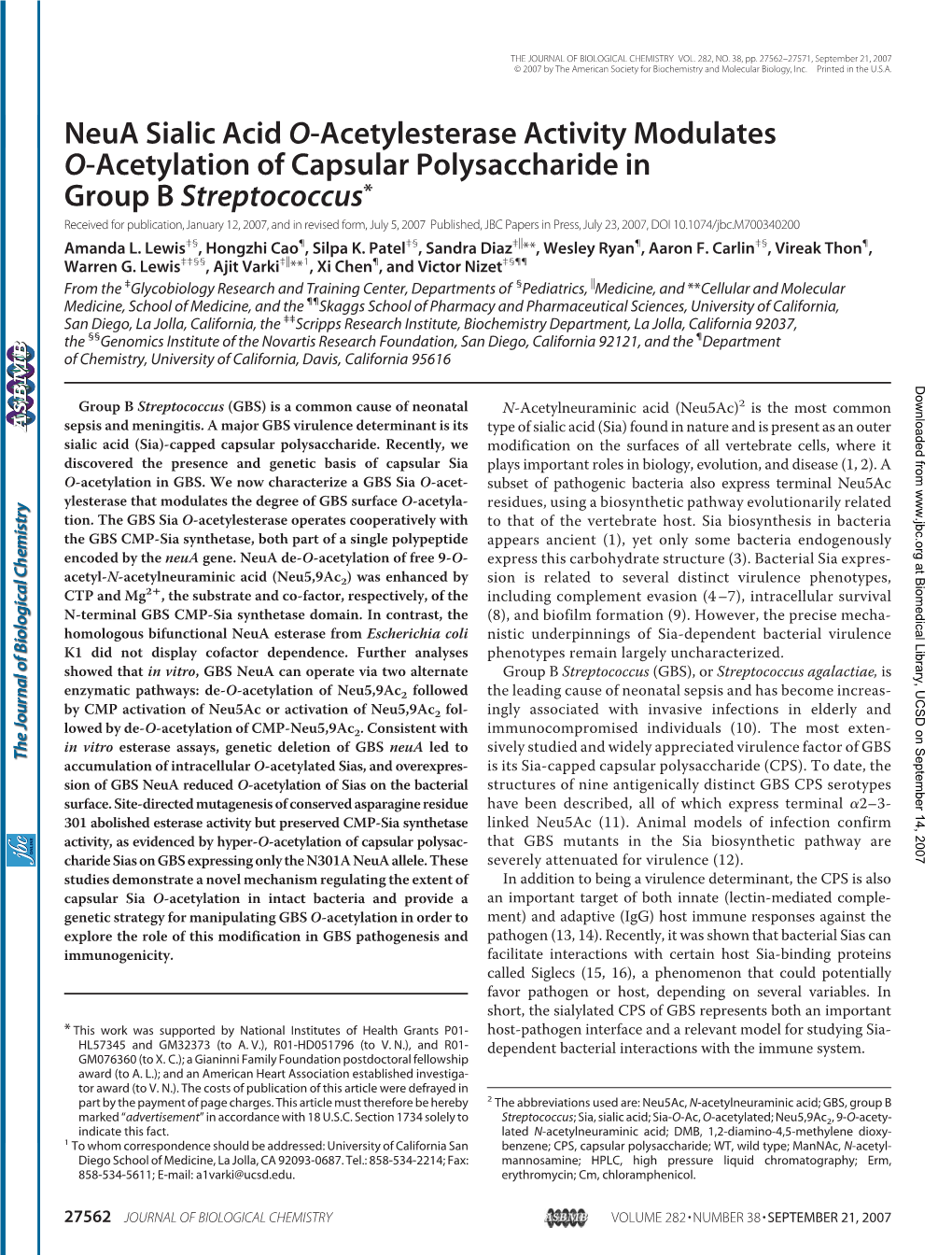 Neua Sialic Acid O-Acetylesterase Activity Modulates O