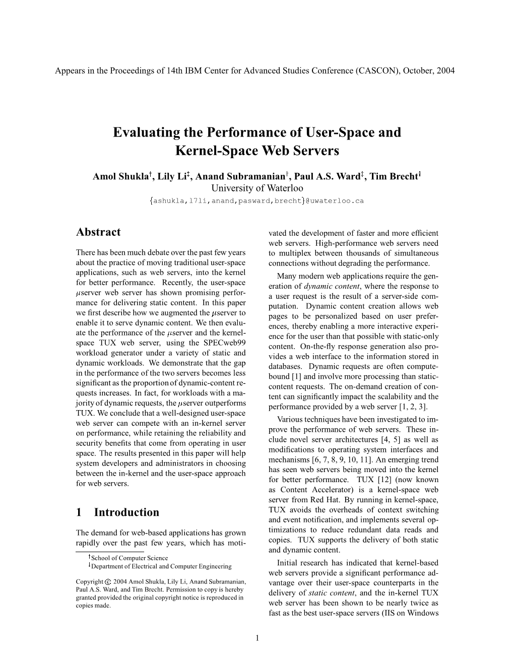 Evaluating the Performance of User-Space and Kernel-Space Web Servers