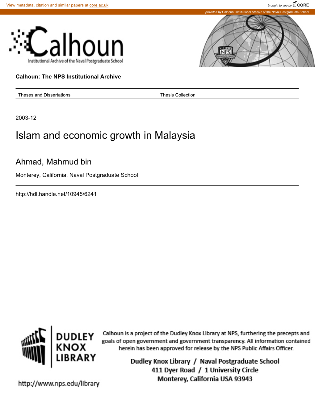 Islam and Economic Growth in Malaysia