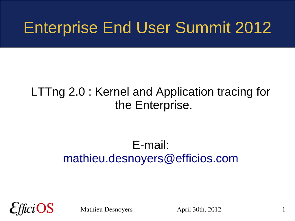 Enterprise End User Summit 2012