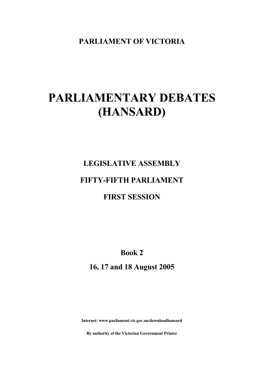 Book 2 16, 17 and 18 August 2005