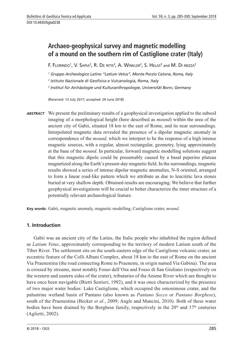 Archaeo-Geophysical Survey and Magnetic Modelling of a Mound on the Southern Rim of Castiglione Crater (Italy)