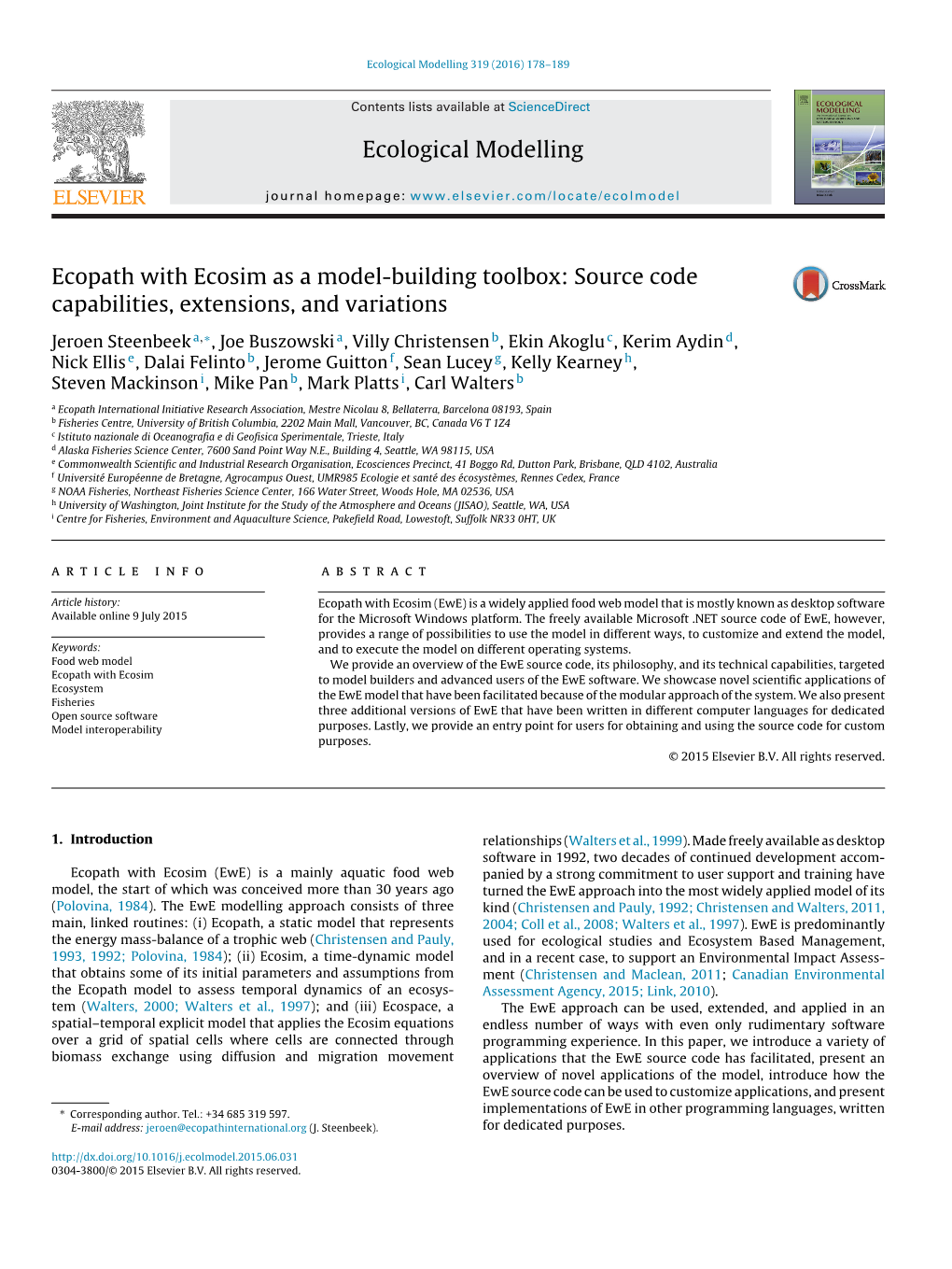 Ecopath with Ecosim As a Model-Building Toolbox: Source Code