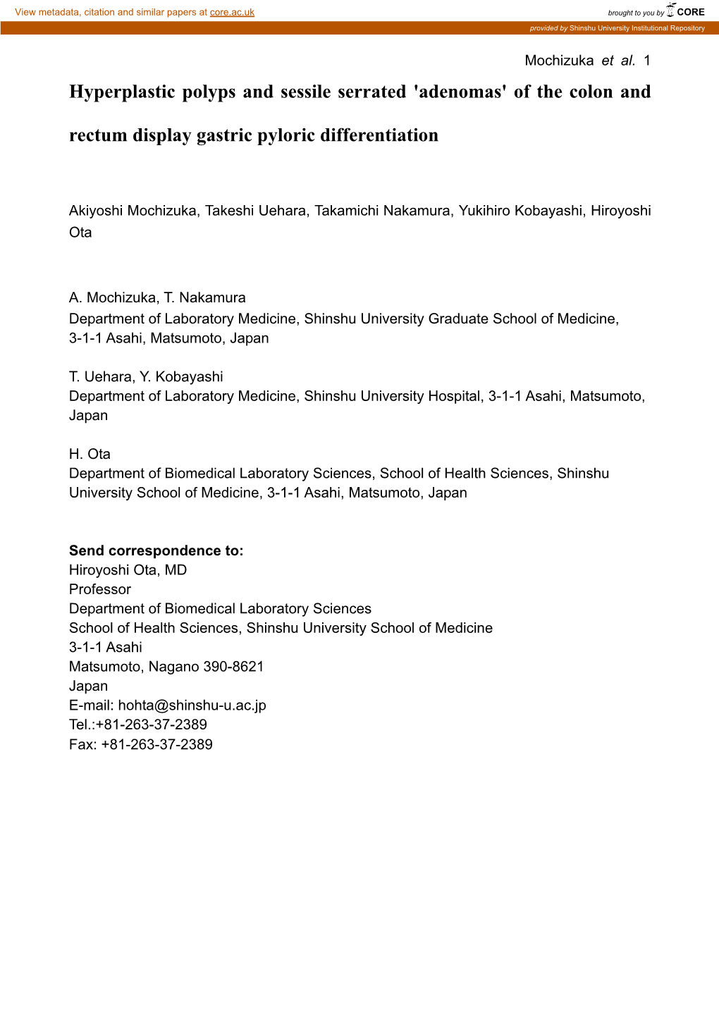 Hyperplastic Polyps and Sessile Serrated 'Adenomas' of the Colon And