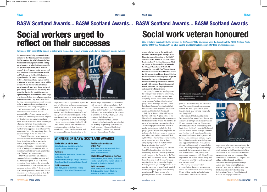 Social Workers Urged to Reflect on Their Successes Social Work Veteran