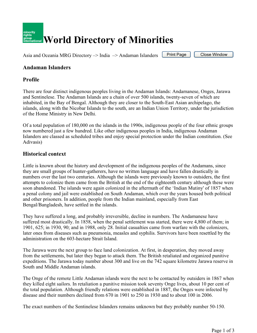 World Directory of Minorities