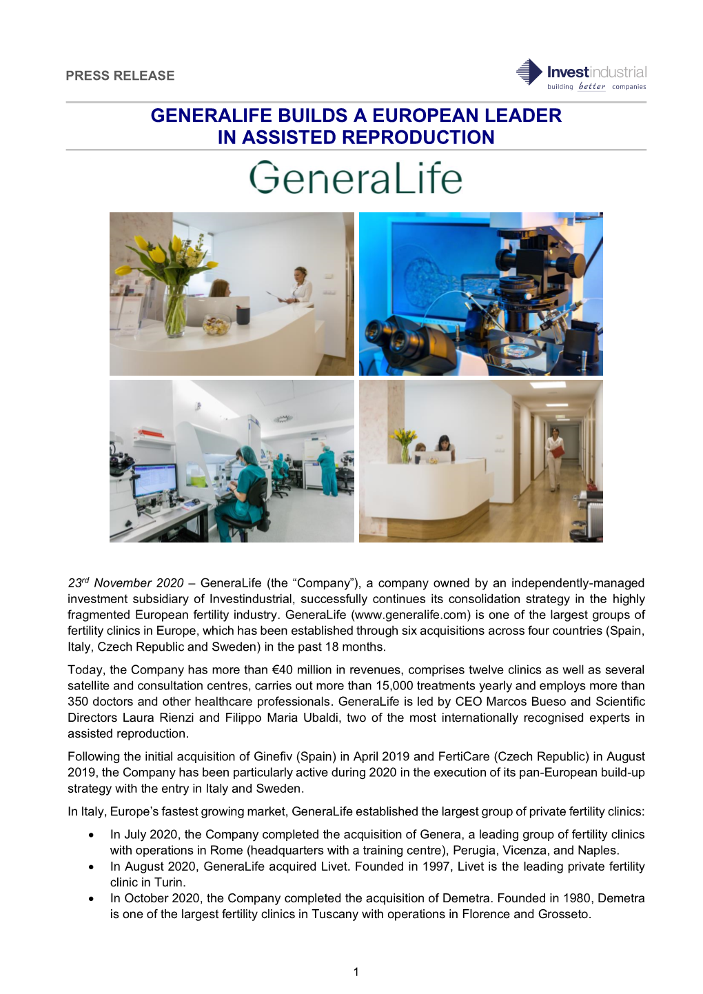 Generalife Builds a European Leader in Assisted Reproduction