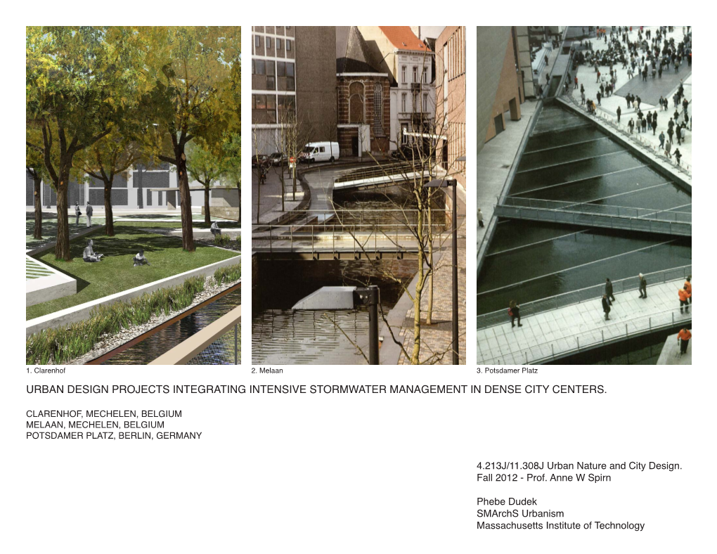Urban Design Projects Integrating Intensive Stormwater Management in Dense City Centers