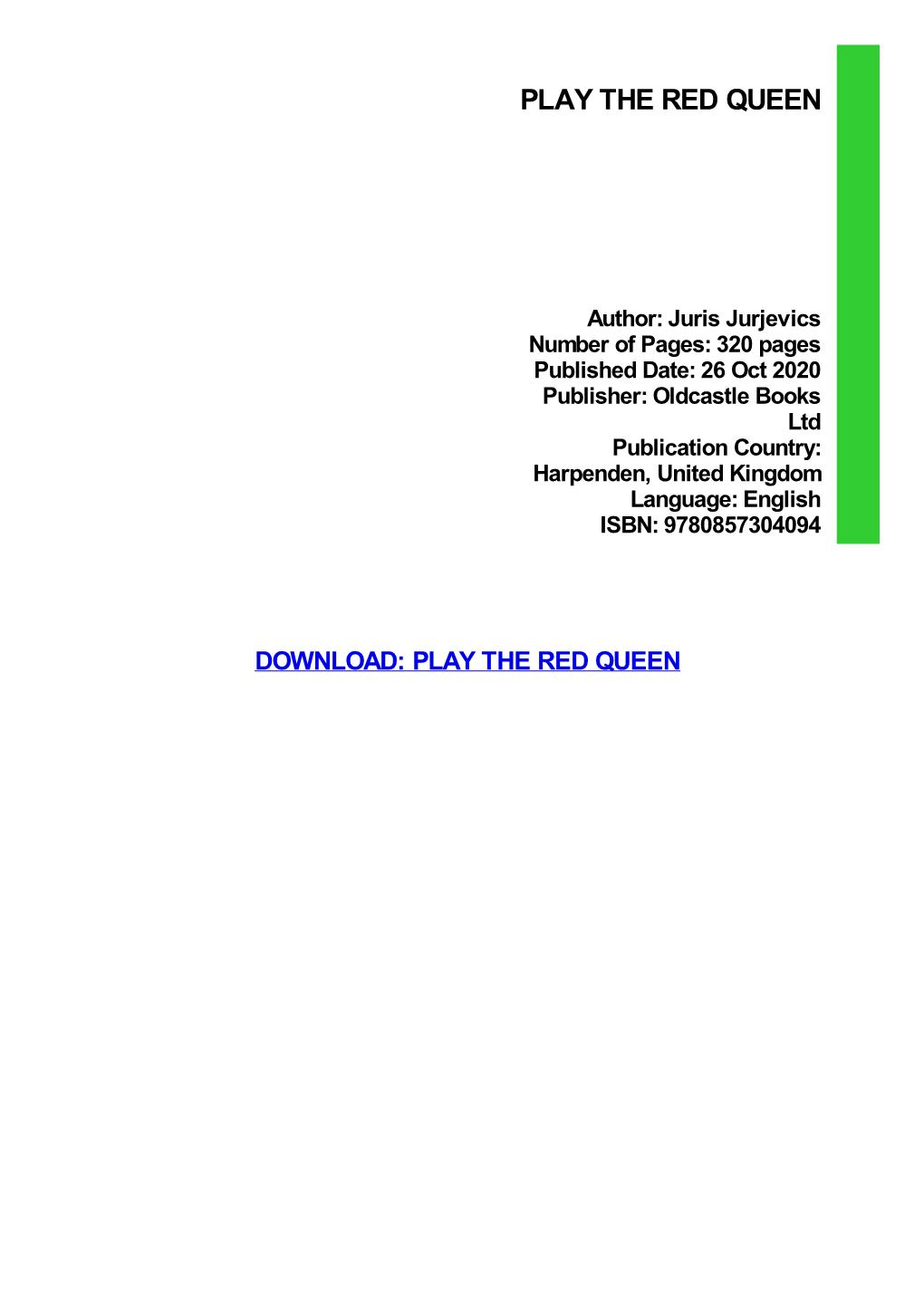 {Download PDF} Play the Red Queen