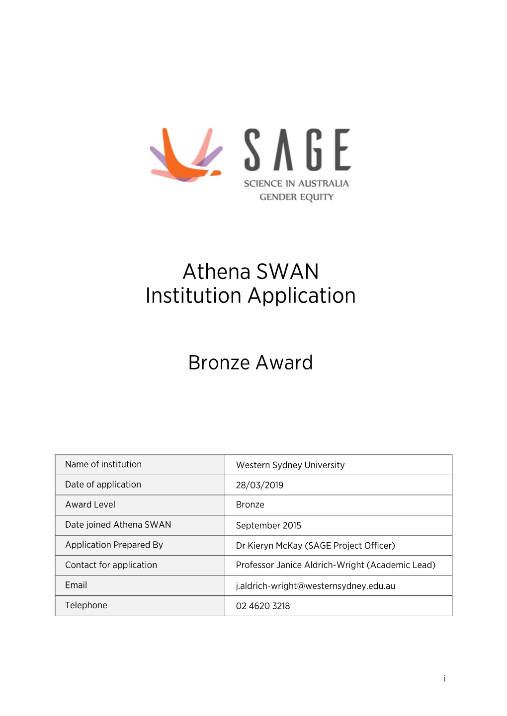 Athena SWAN Institution Application