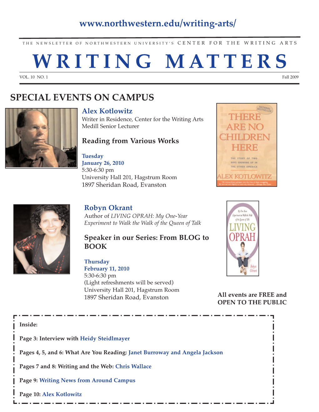 WRITING MATTERS Fall 2009 Vol