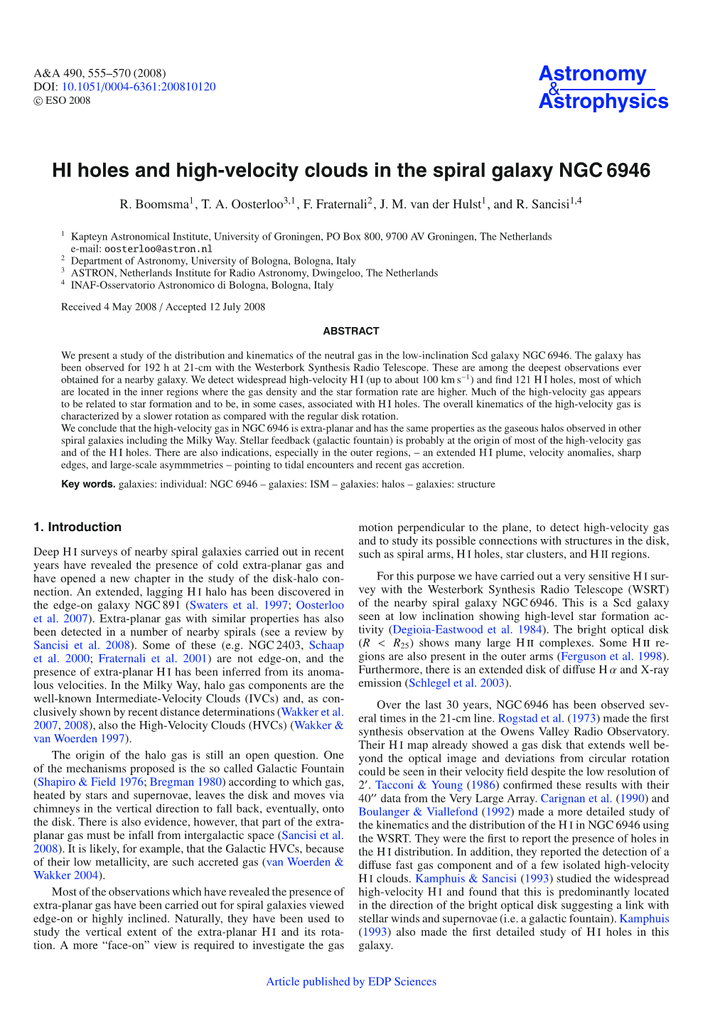 HI Holes and High-Velocity Clouds in the Spiral Galaxy NGC 6946