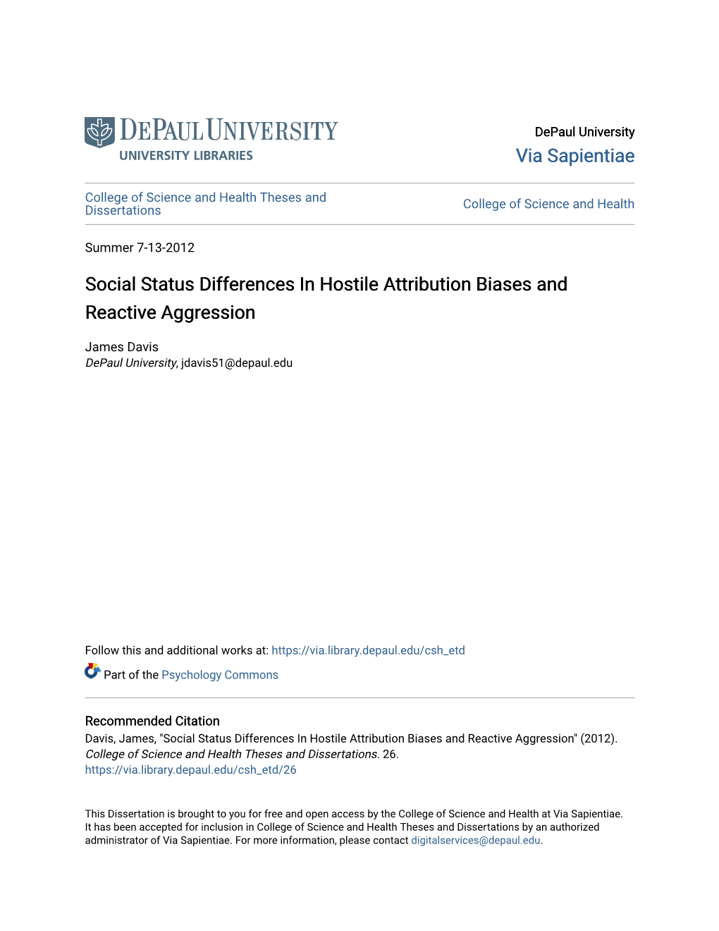 Social Status Differences in Hostile Attribution Biases and Reactive Aggression