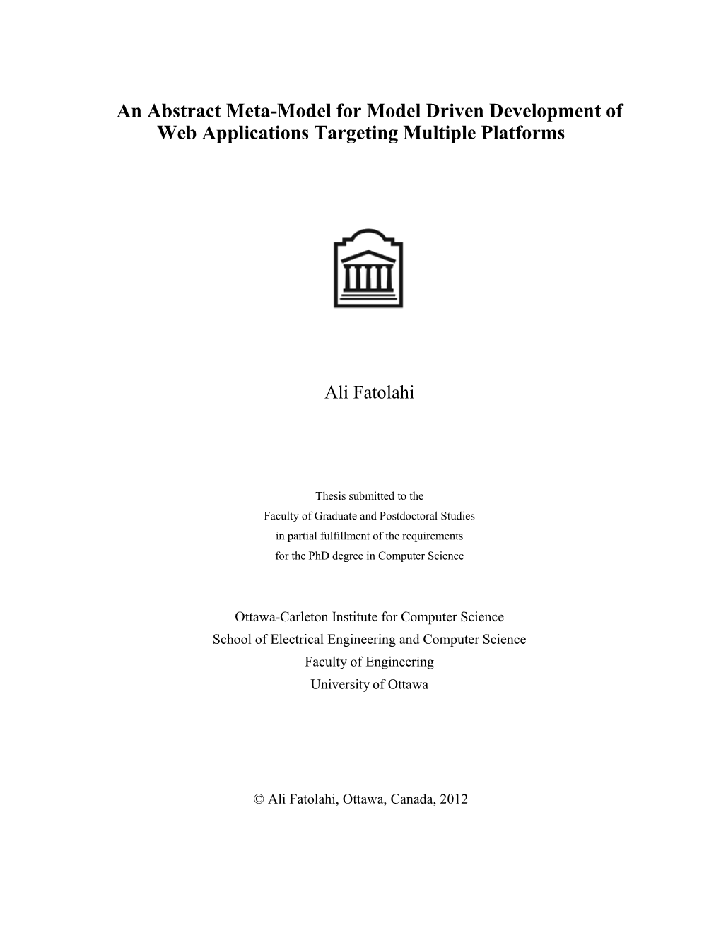 An Abstract Meta-Model for Model Driven Development of Web Applications Targeting Multiple Platforms