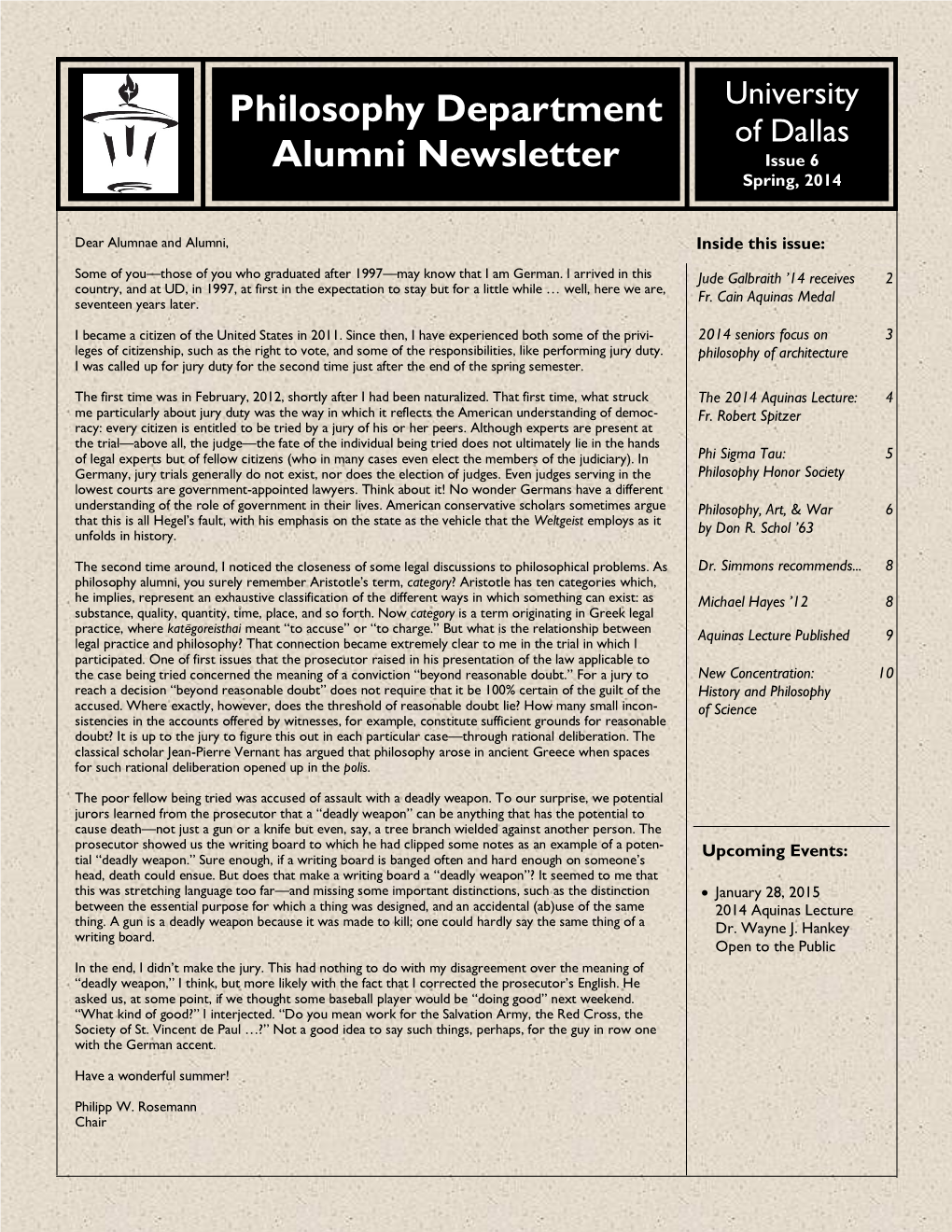 Philosophy Department Alumni Newsletter Page 2