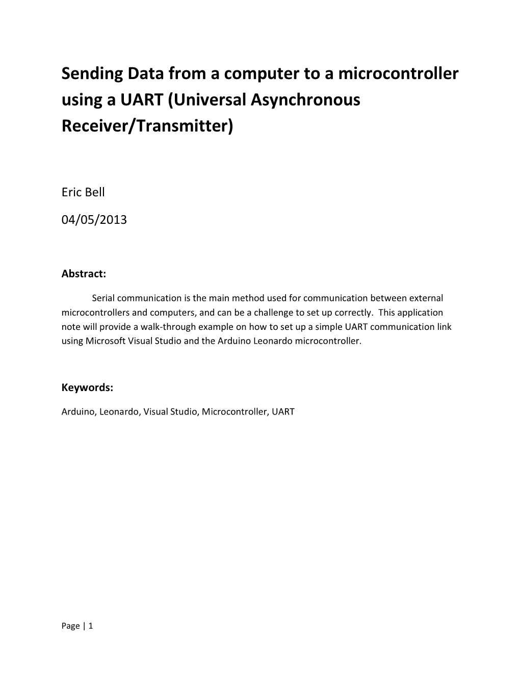 Sending Data from a Computer to a Microcontroller Using a UART (Universal Asynchronous Receiver/Transmitter)