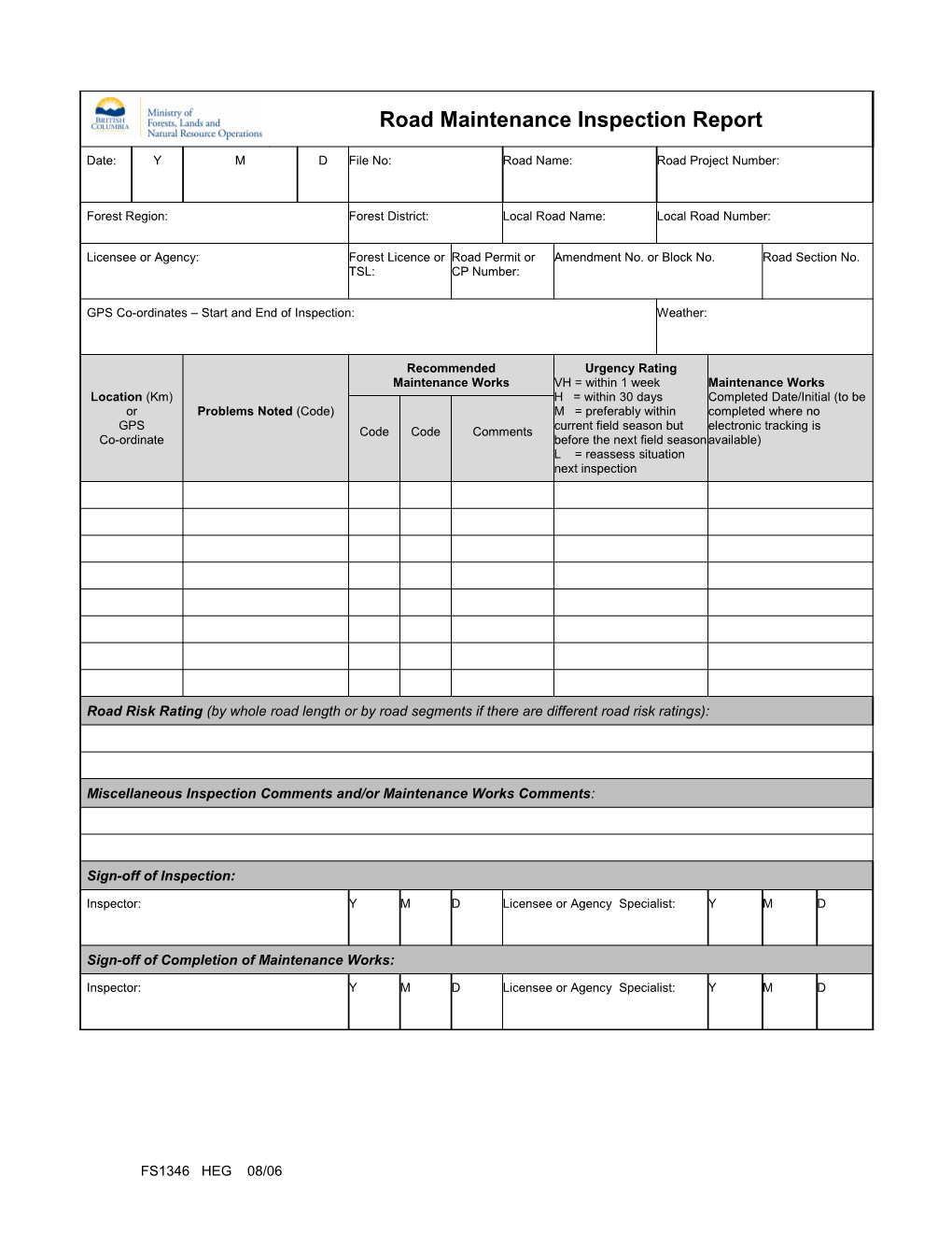 To Be Used in Conjunction with the Sample 1 Report Under the Column Problems Noted