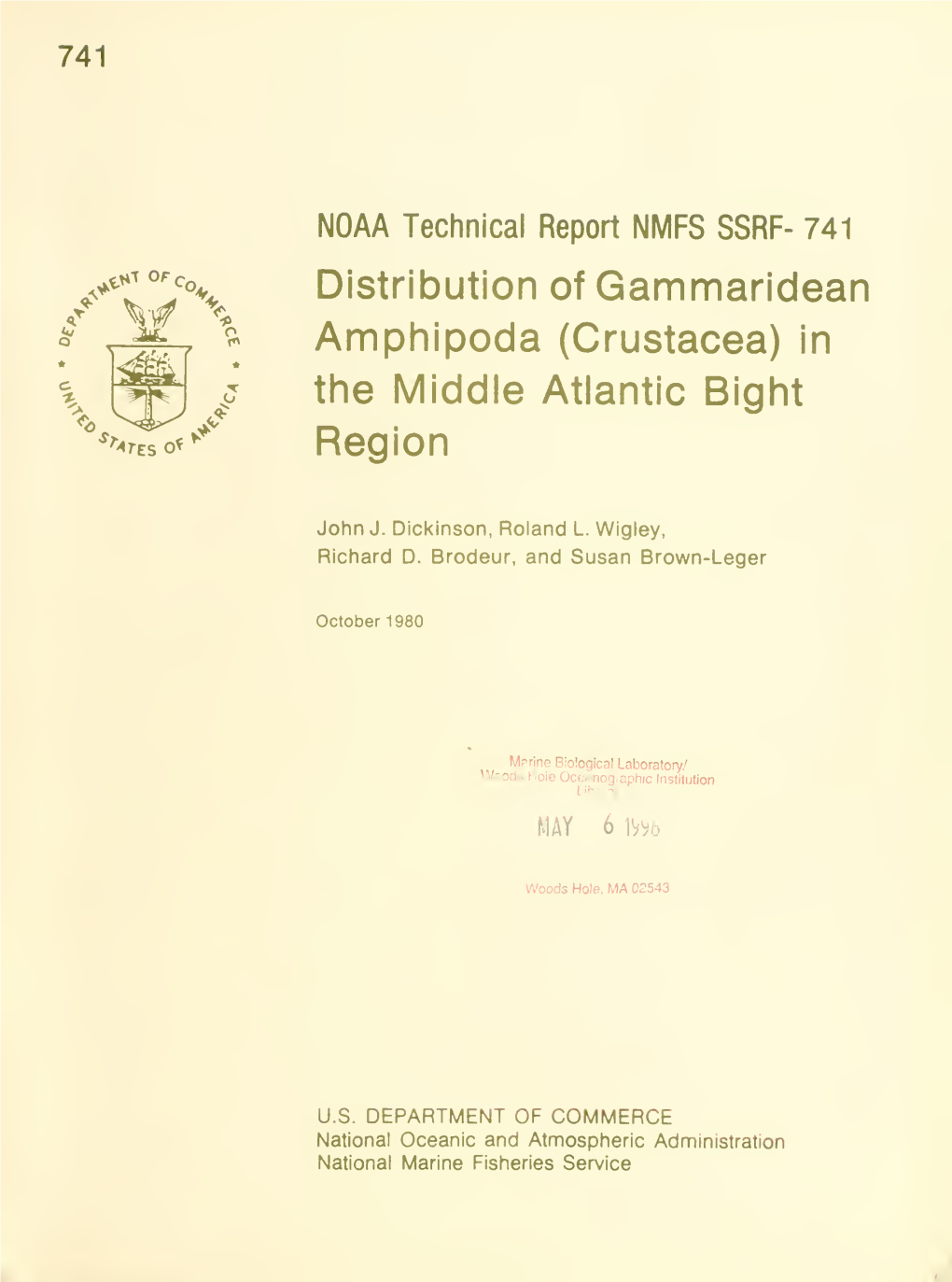 NOAA Technical Report NMFS SSRF- 741