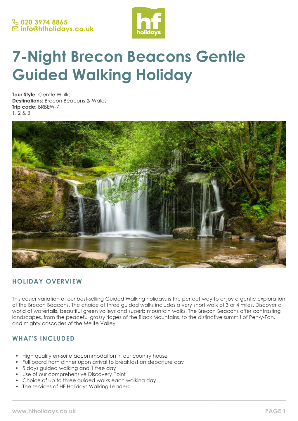 7-Night Brecon Beacons Gentle Guided Walking Holiday