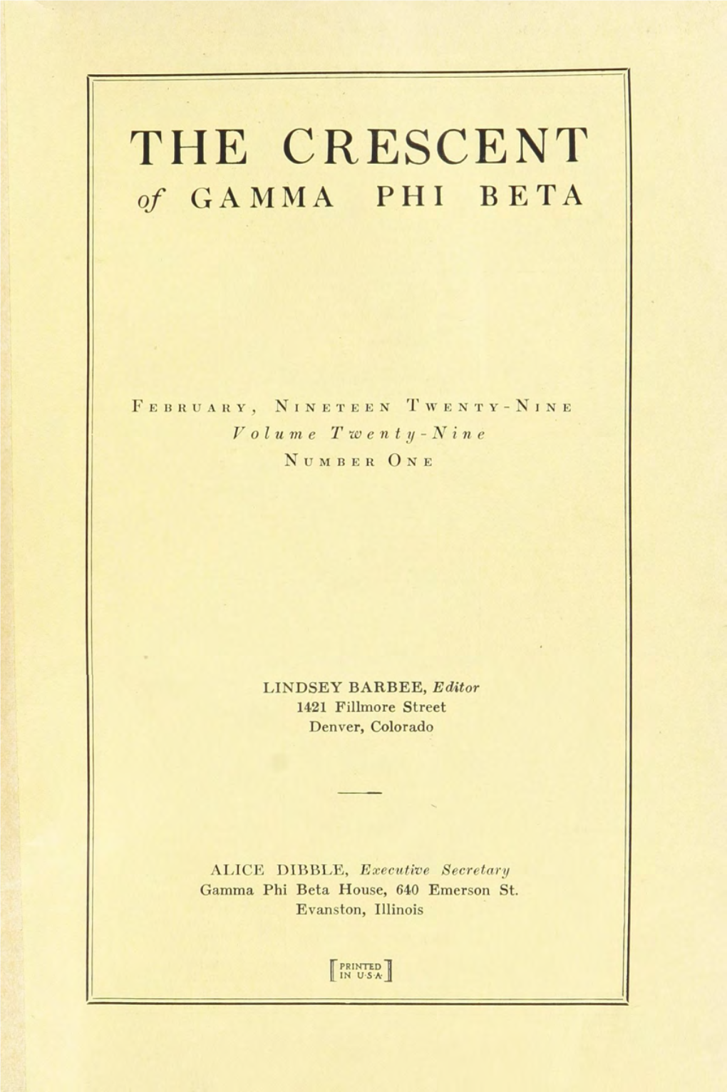 THE CRESCENT of GAMMA PHI BETA