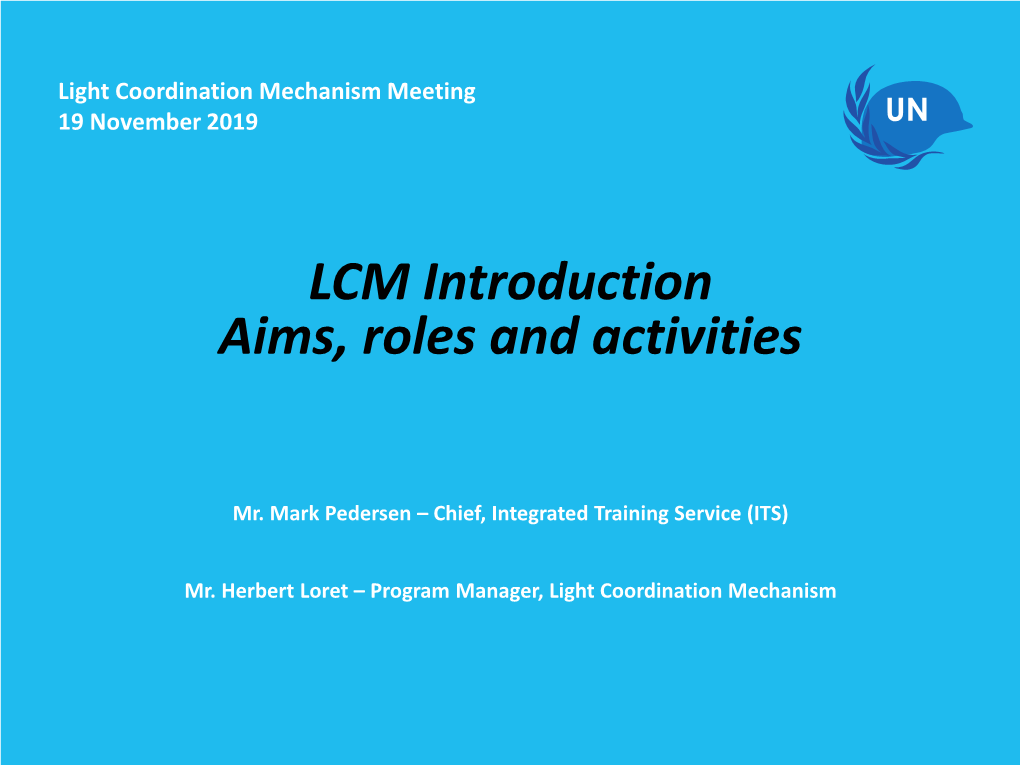 LCM Presentations, 19 November 2019