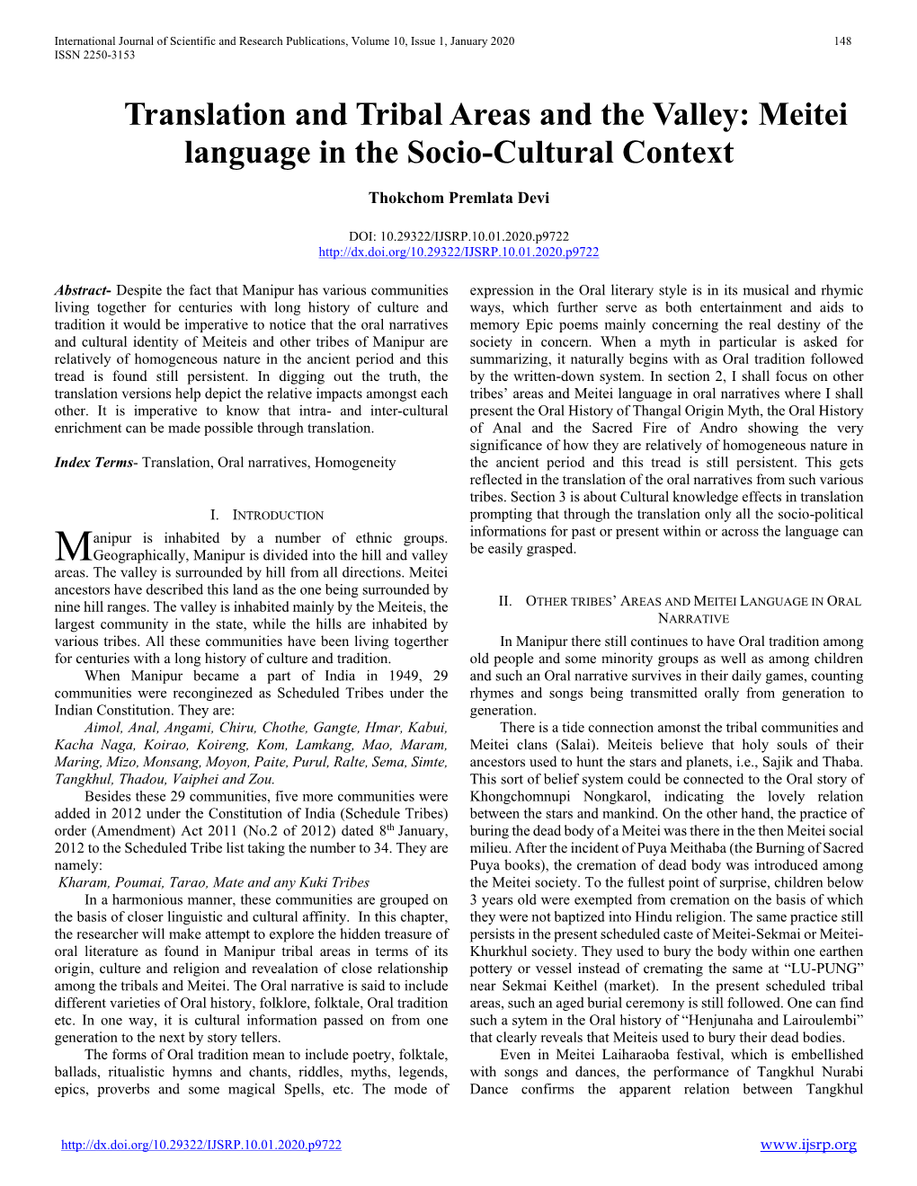 Meitei Language in the Socio-Cultural Context
