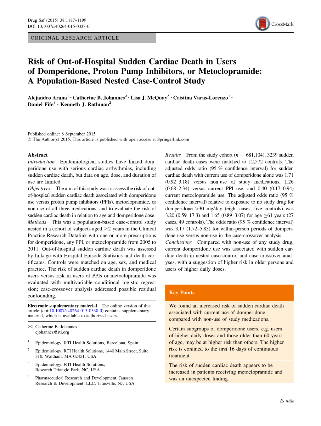 Risk of Out-Of-Hospital Sudden Cardiac Death in Users of Domperidone, Proton Pump Inhibitors, Or Metoclopramide: a Population-Based Nested Case-Control Study