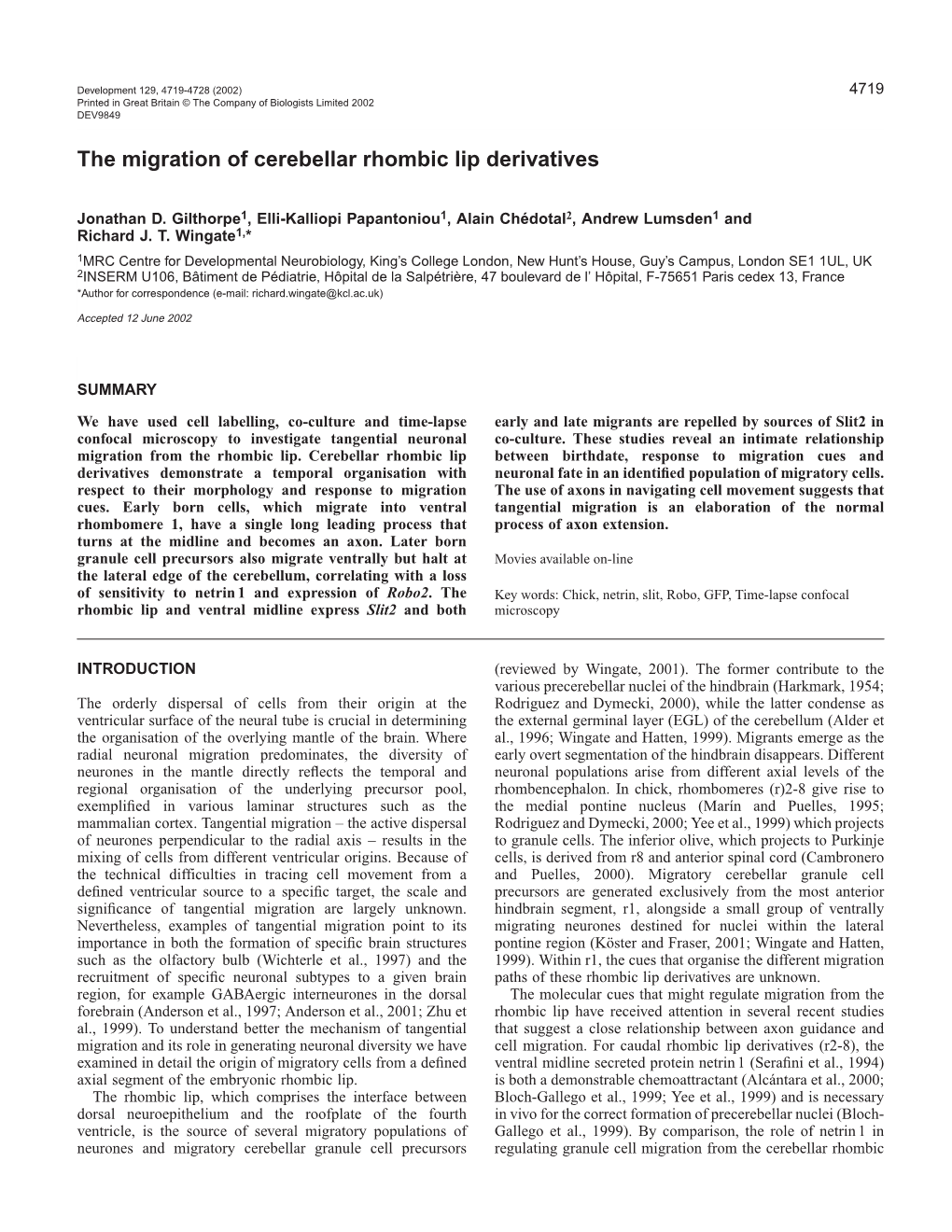 Migration of Rhombic Lip Derivatives