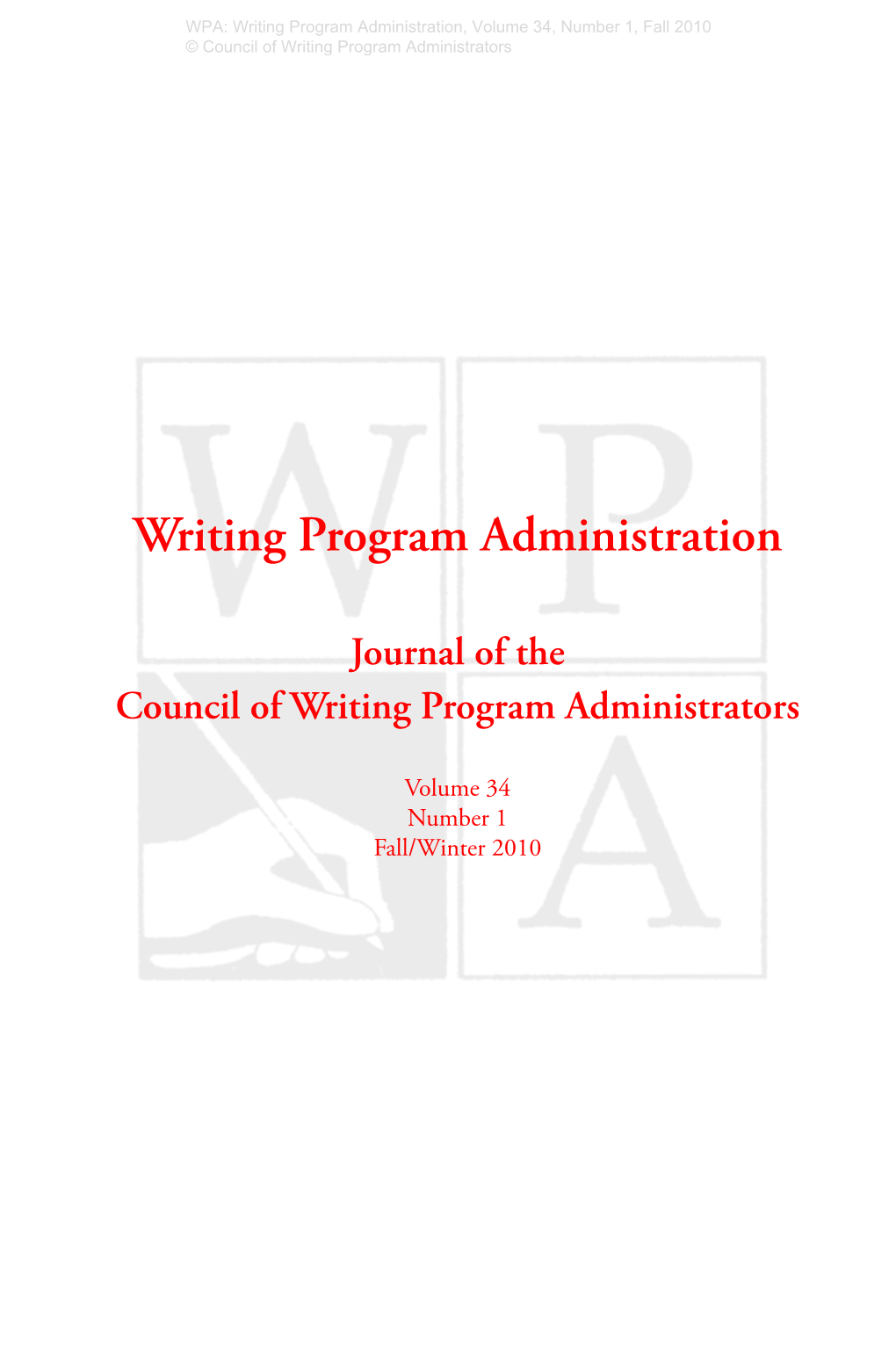 Writing Program Administration