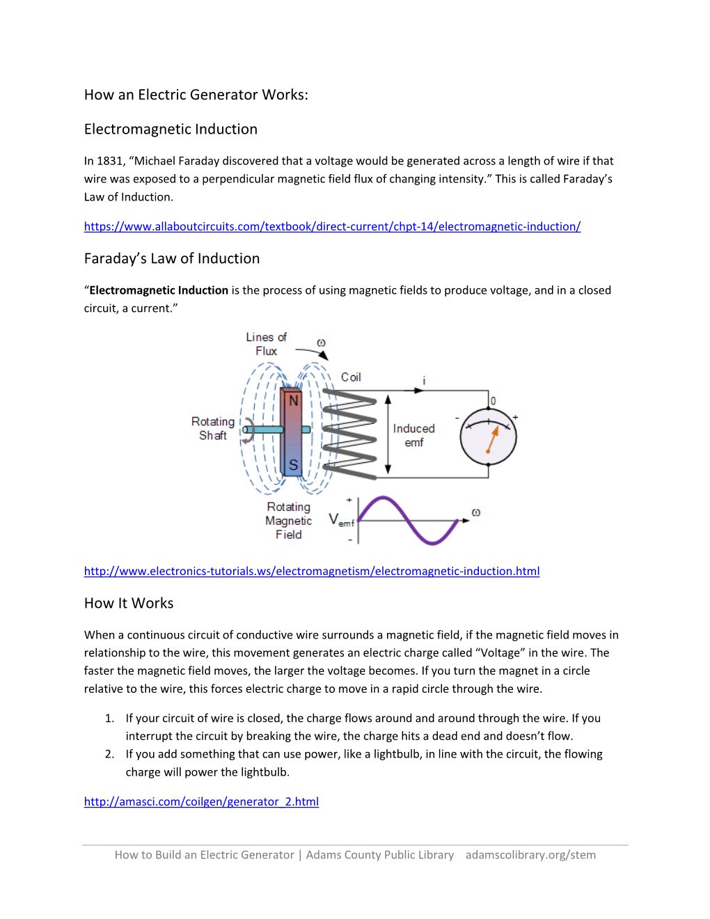 How an Electric Generator Works: Electromagnetic Induction