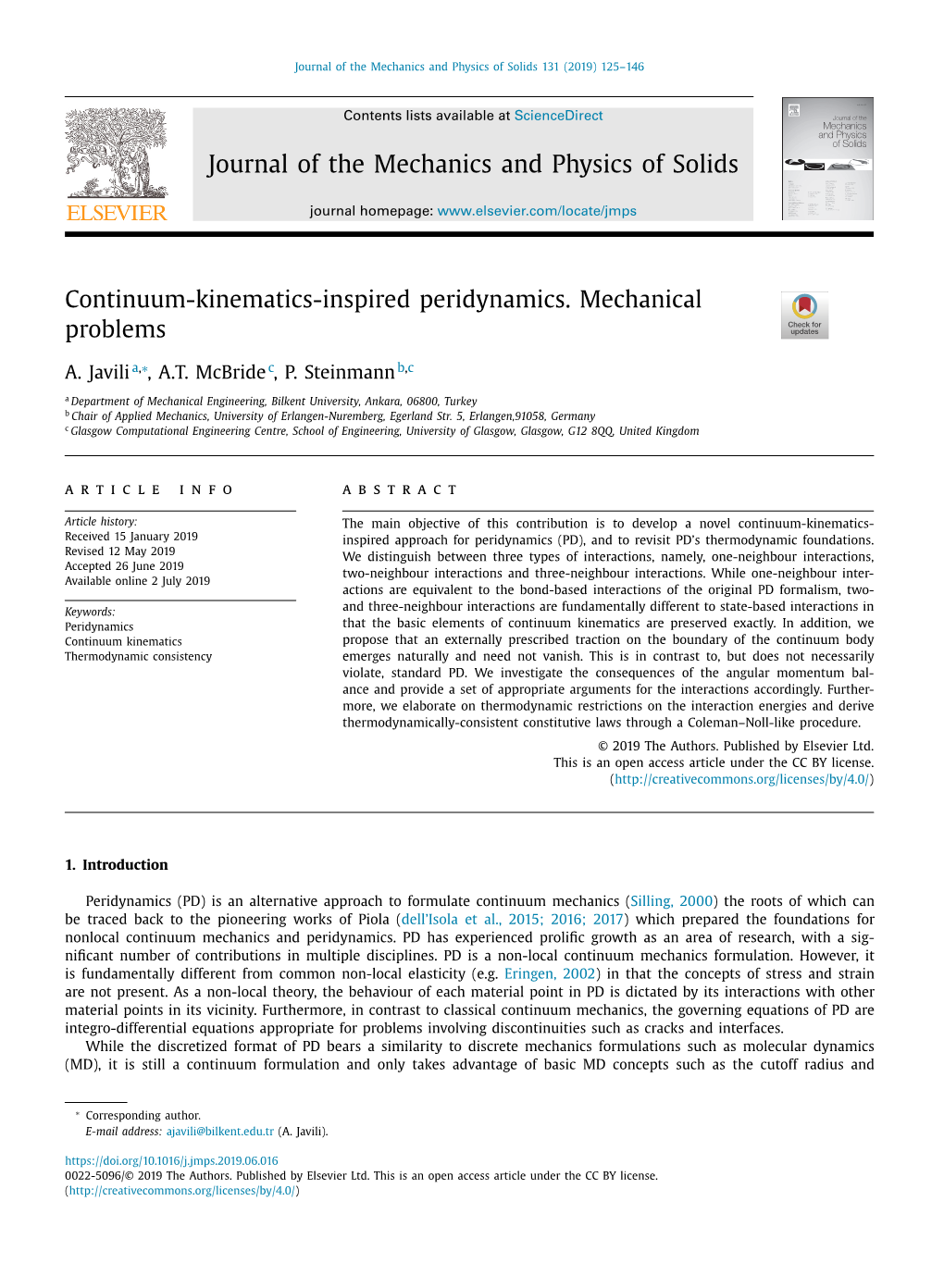 Continuum-Kinematics-Inspired Peridynamics. Mechanical Problems