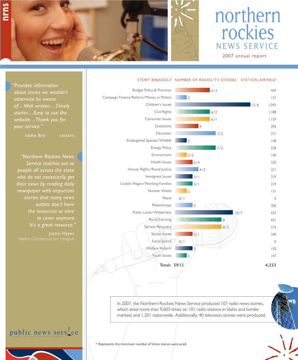 Northern Rockies NEWS SERVICE 2007 Annual Report