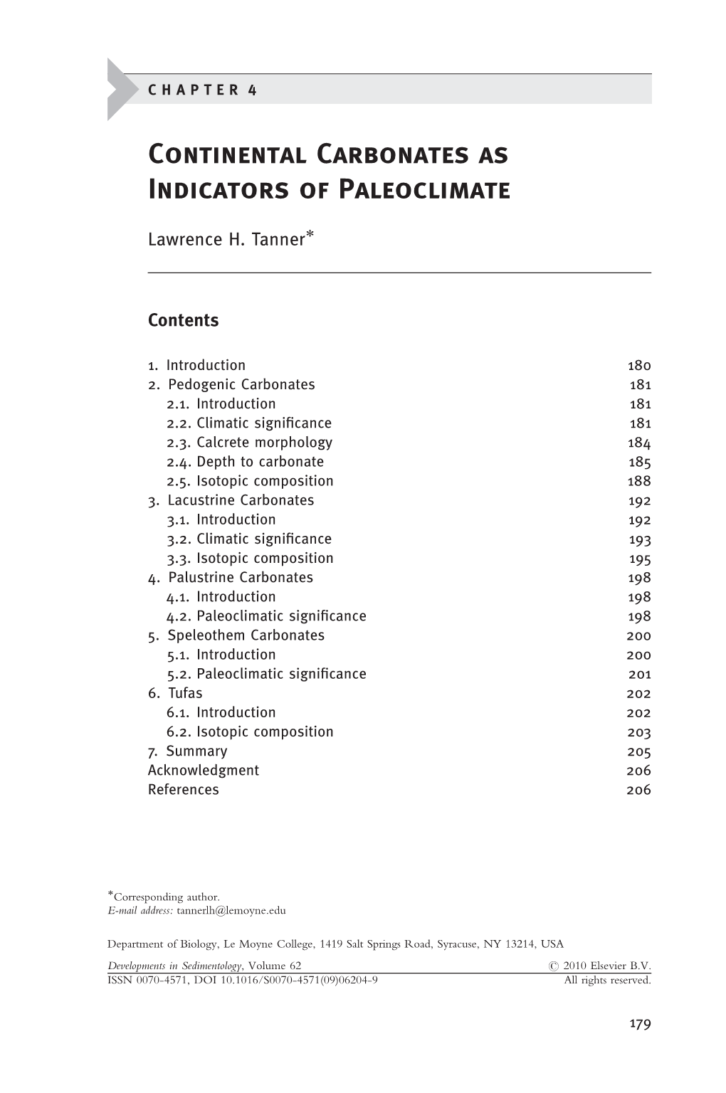 Continental Carbonates As Indicators of Paleoclimate