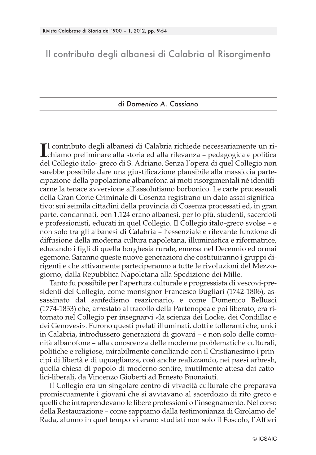 Il Contributo Degli Albanesi Di Calabria Al Risorgimento