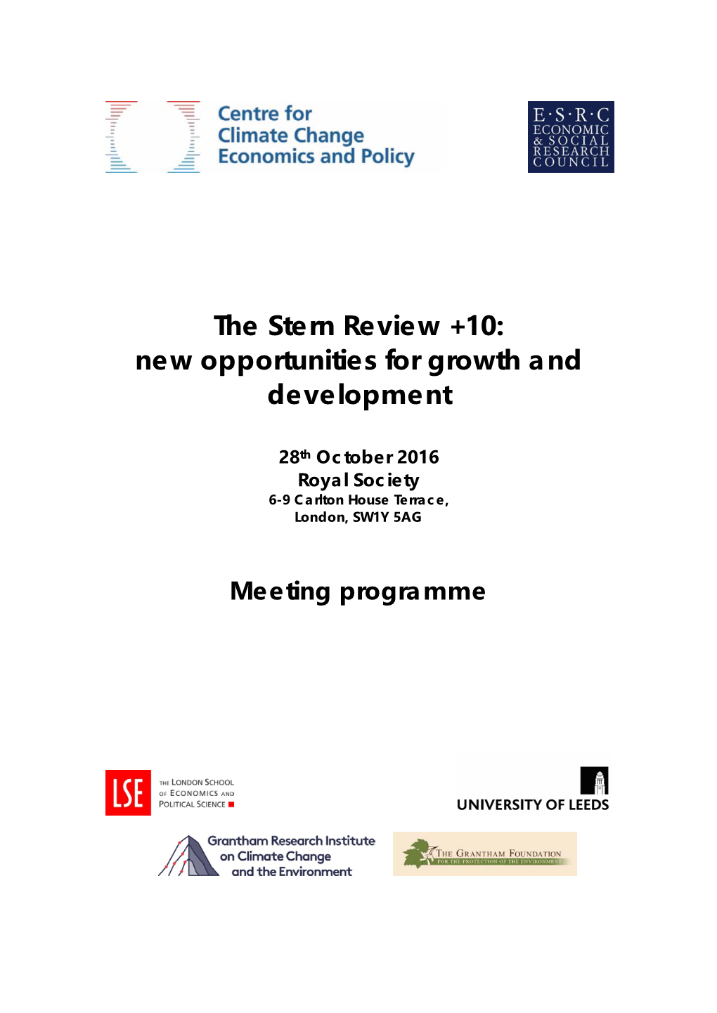 The Stern Review +10: New Opportunities for Growth and Development