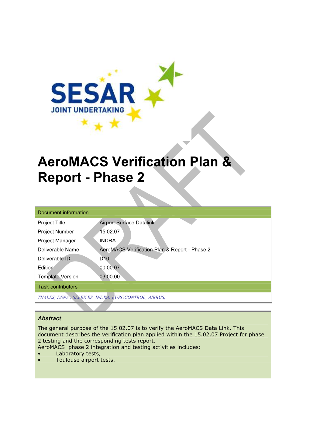 Aeromacs Verification Plan & Report