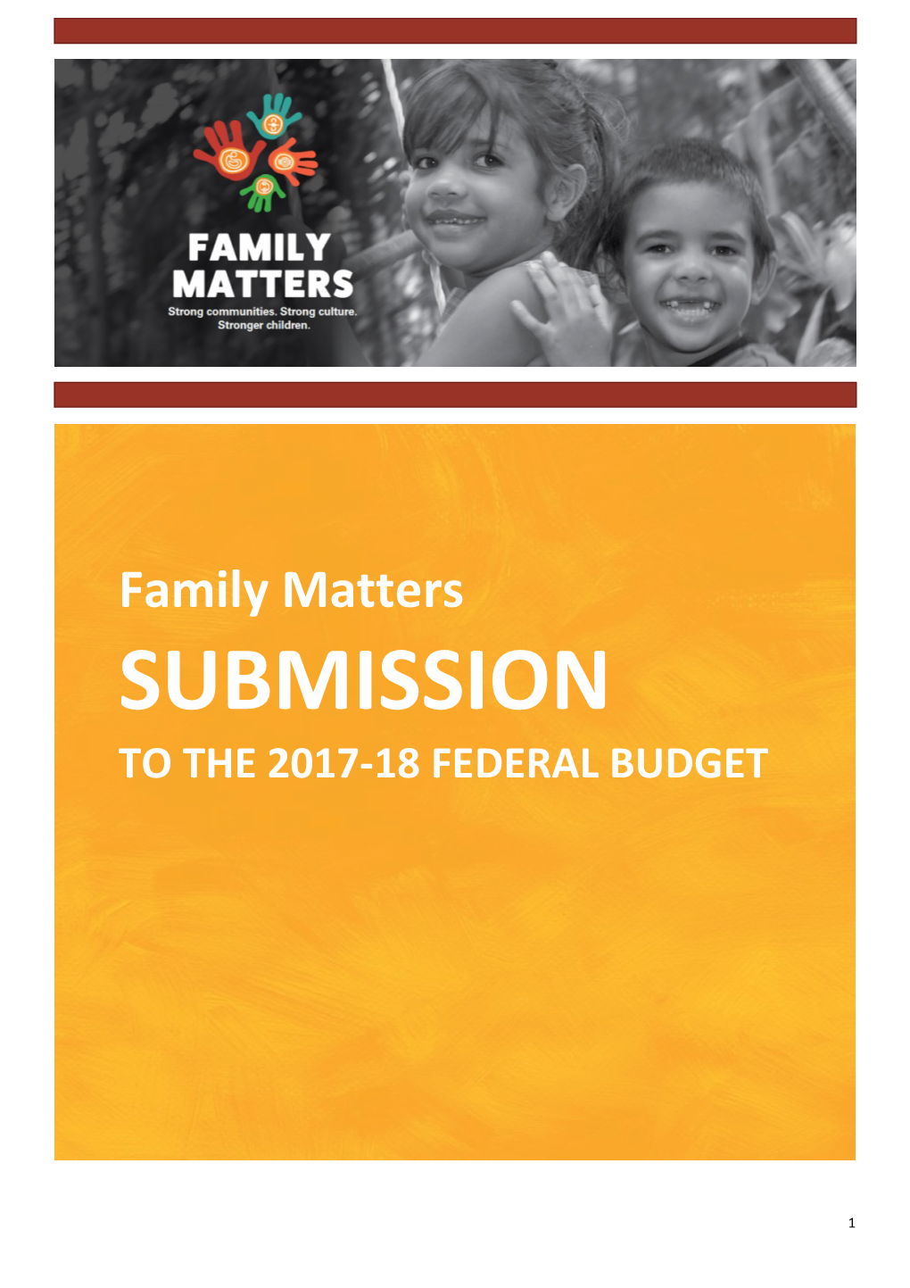 Family Matters Federal Budget Submission 2017-18