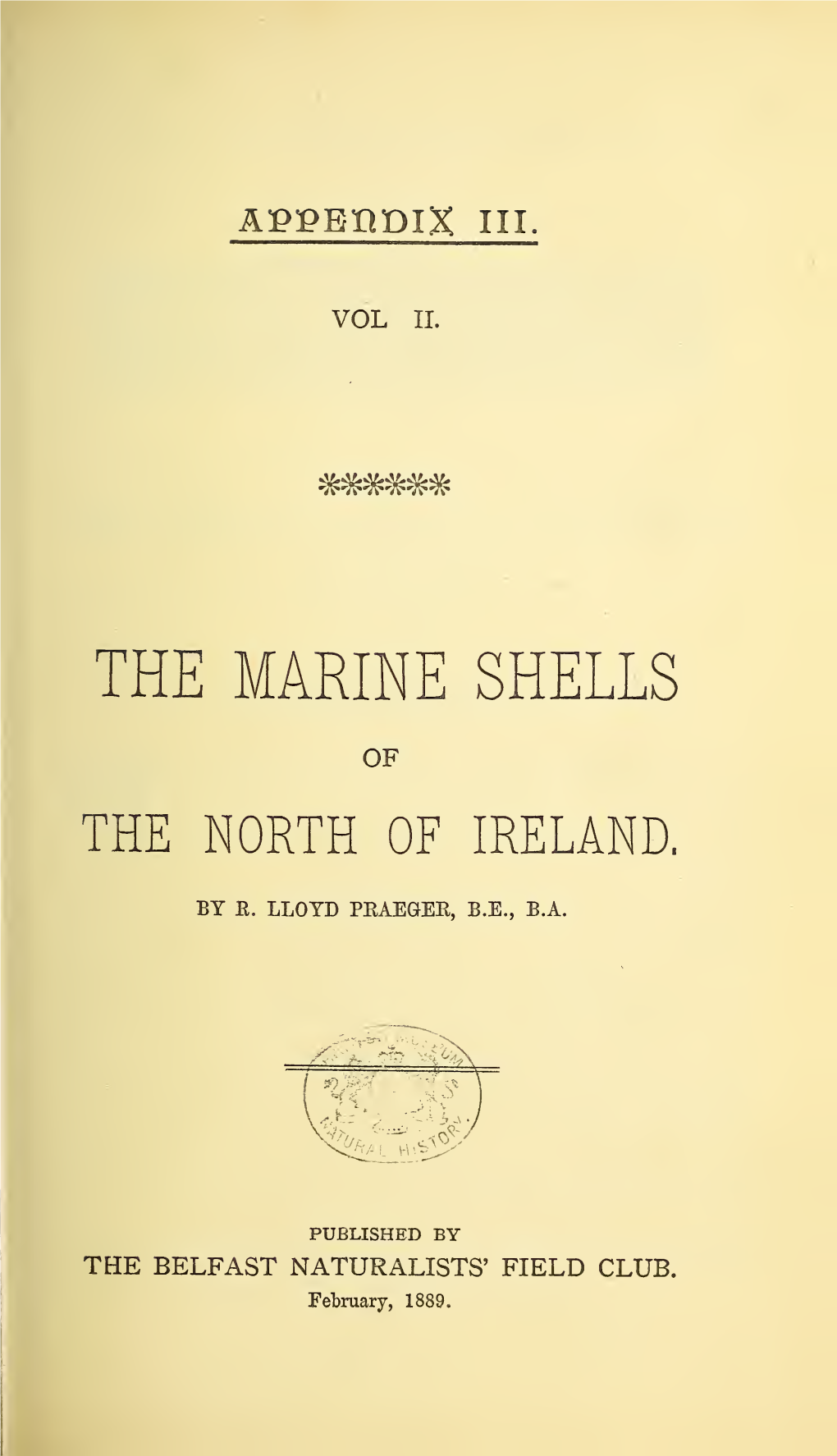 Annual Reports and Proceedings of the Belfast Naturalists' Field Club