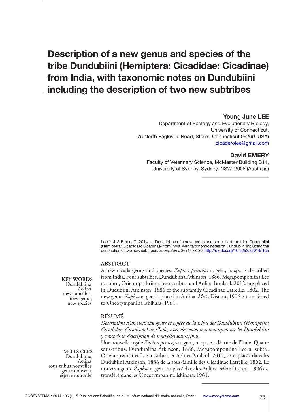 Hemiptera: Cicadidae: Cicadinae) from India, with Taxonomic Notes on Dundubiini Including the Description of Two New Subtribes