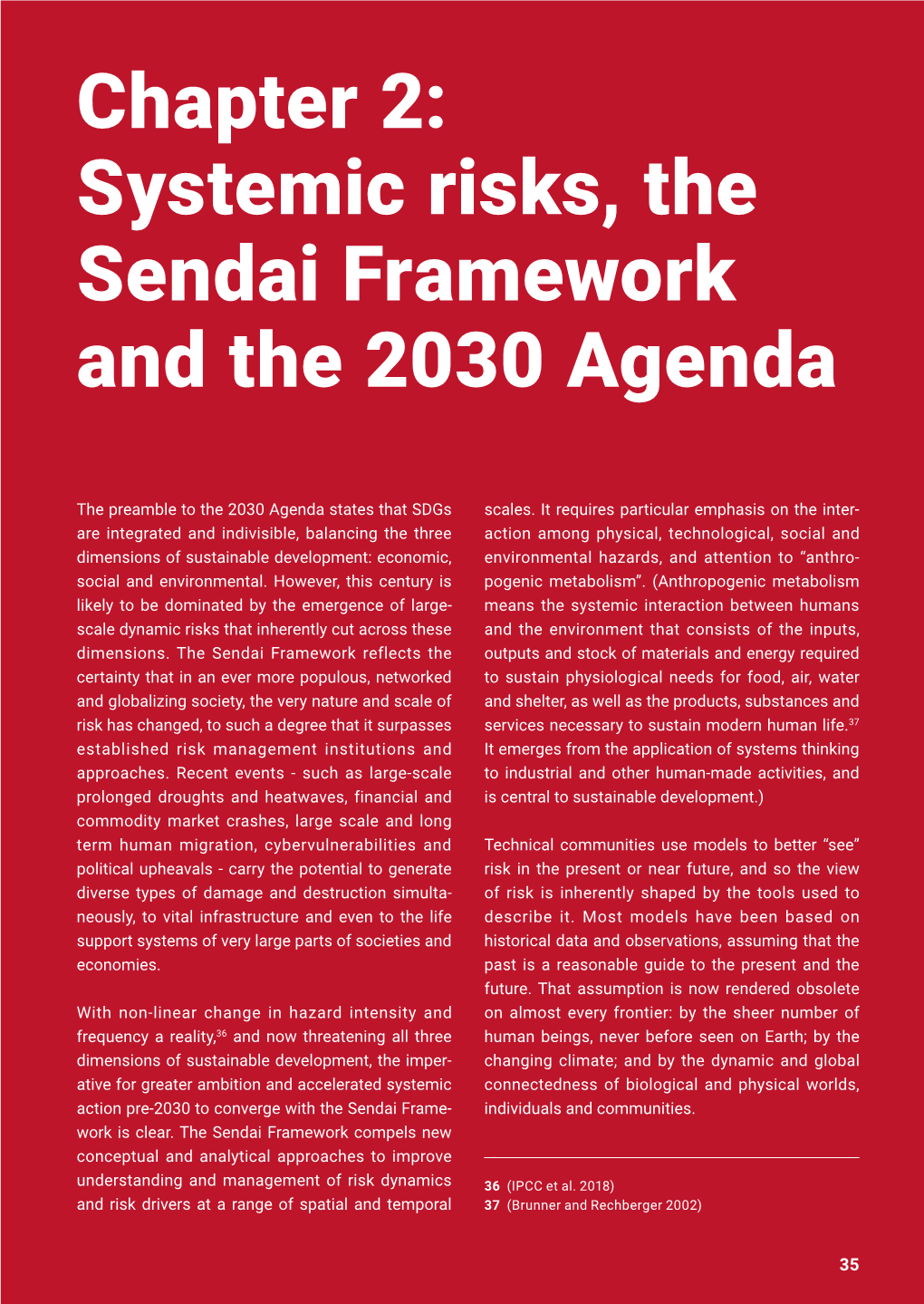 Chapter 2: Systemic Risks, the Sendai Framework and the 2030 Agenda