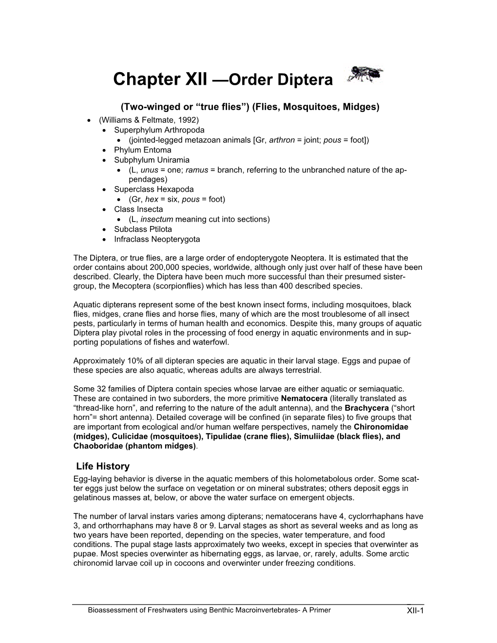 Chapter XII —Order Diptera