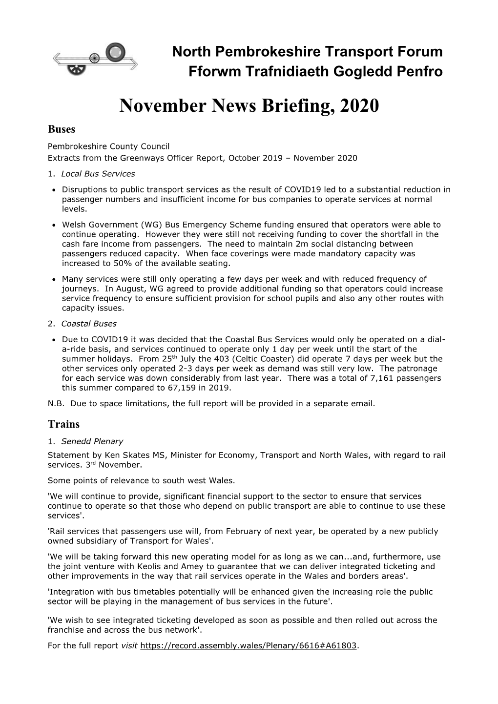 November News Briefing, 2020