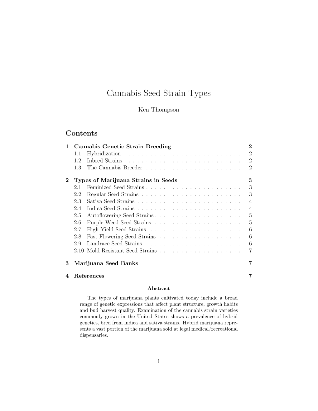 Cannabis Seed Strain Types