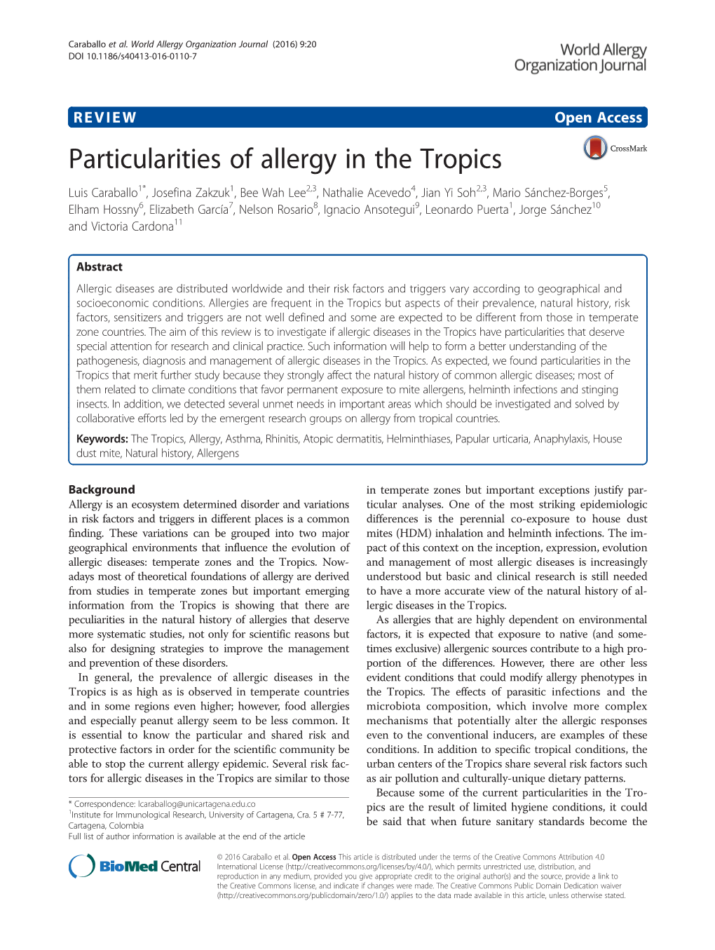 Particularities of Allergy in the Tropics