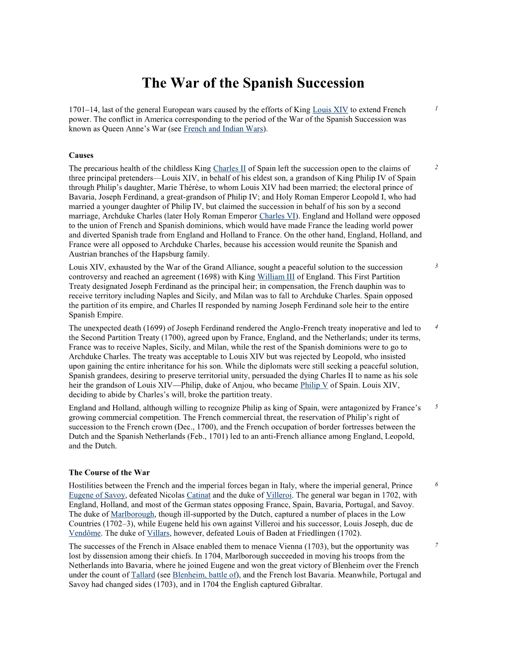 Spanish Succession, War Of